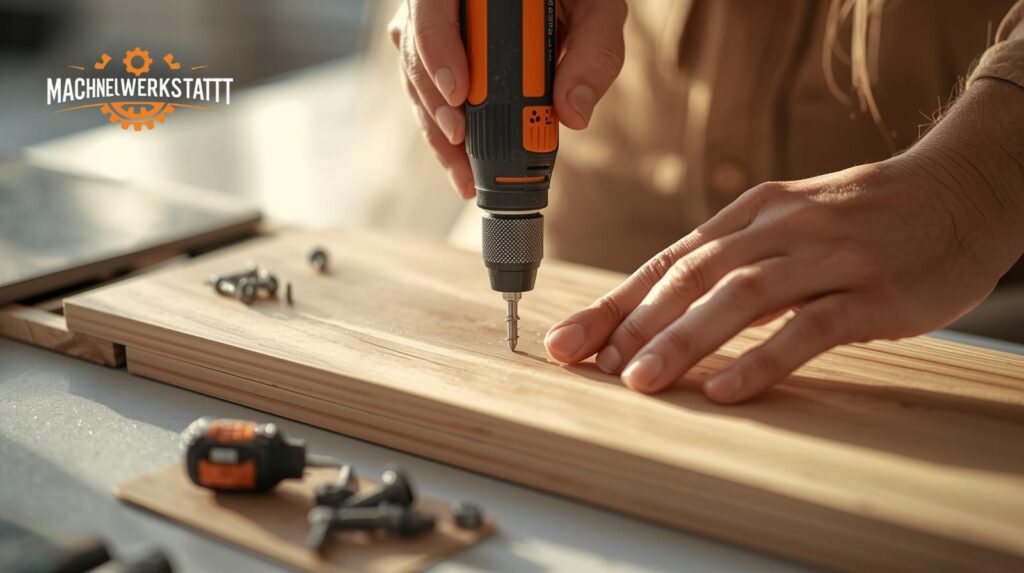 Mini-Akkuschrauber beim Möbelaufbau – präzises Verschrauben von Beschlägen und Scharnieren in engen Stellen