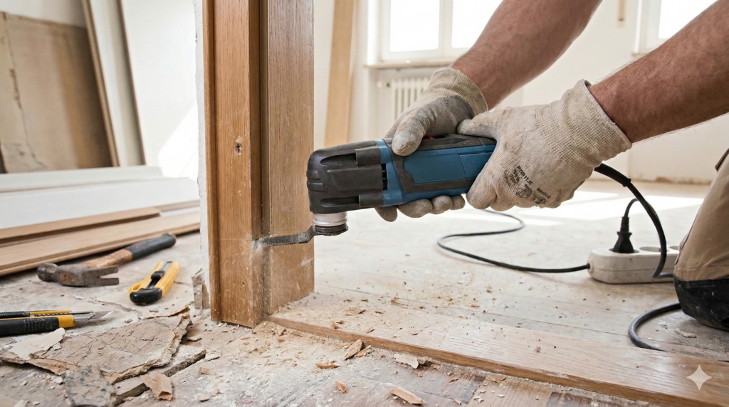 Bosch GOP 30-28 Multitool mit Starlock Aufnahme auf Werkbank im Praxisvergleich.