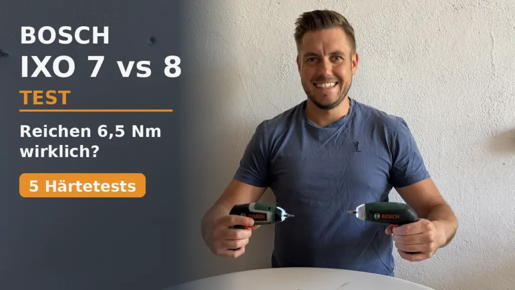 Bosch IXO 7 vs. IXO 8 im Praxistest – links der IXO 7 und rechts der neue IXO 8 in einer Hand